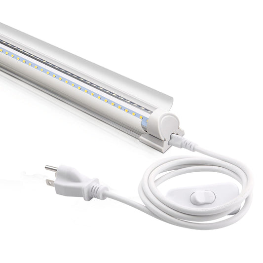 Barrina LED Shop Light 4FT 40W 5000LM 6500K V Shape T8 Integrated Fixture, Aluminum, Clear Cover
