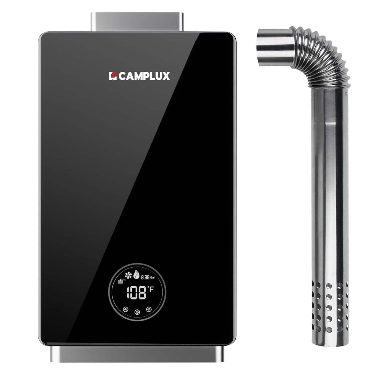 CAMPLUX Propane Tankless Water Heater, Instant Hot Water Heater, 3.18 GPM On Demand, Propane, Indoor, Black
