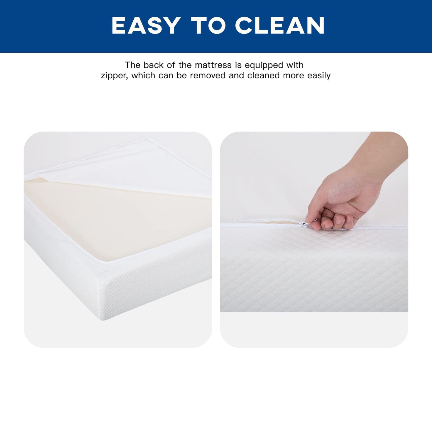 FDW | 10 Inch Queen Mattress | Medium Firm | Gel Memory Foam Mattress | White | Bed in a Box, CertiPUR-US Certified | Pressure Relief, Cooling Ventilated Foam | Washable Removable Cover