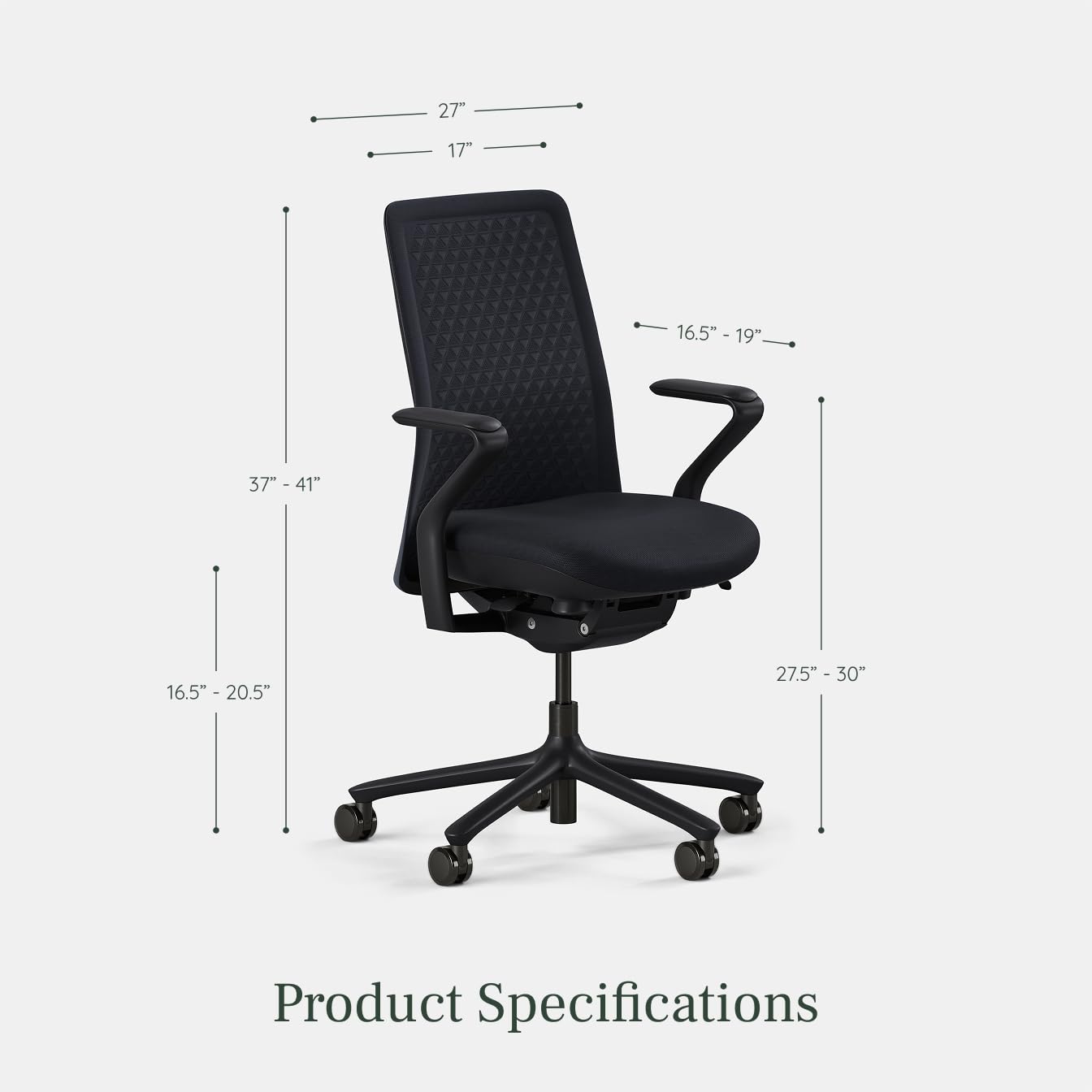 Branch Verve Chair - High Performance Executive Office Chair with Contoured Back and Adjustable Lumbar Support - High Density Foam Cushion and 3D Knit Back - Fits 5' to 6', Up to 275 lbs, Galaxy