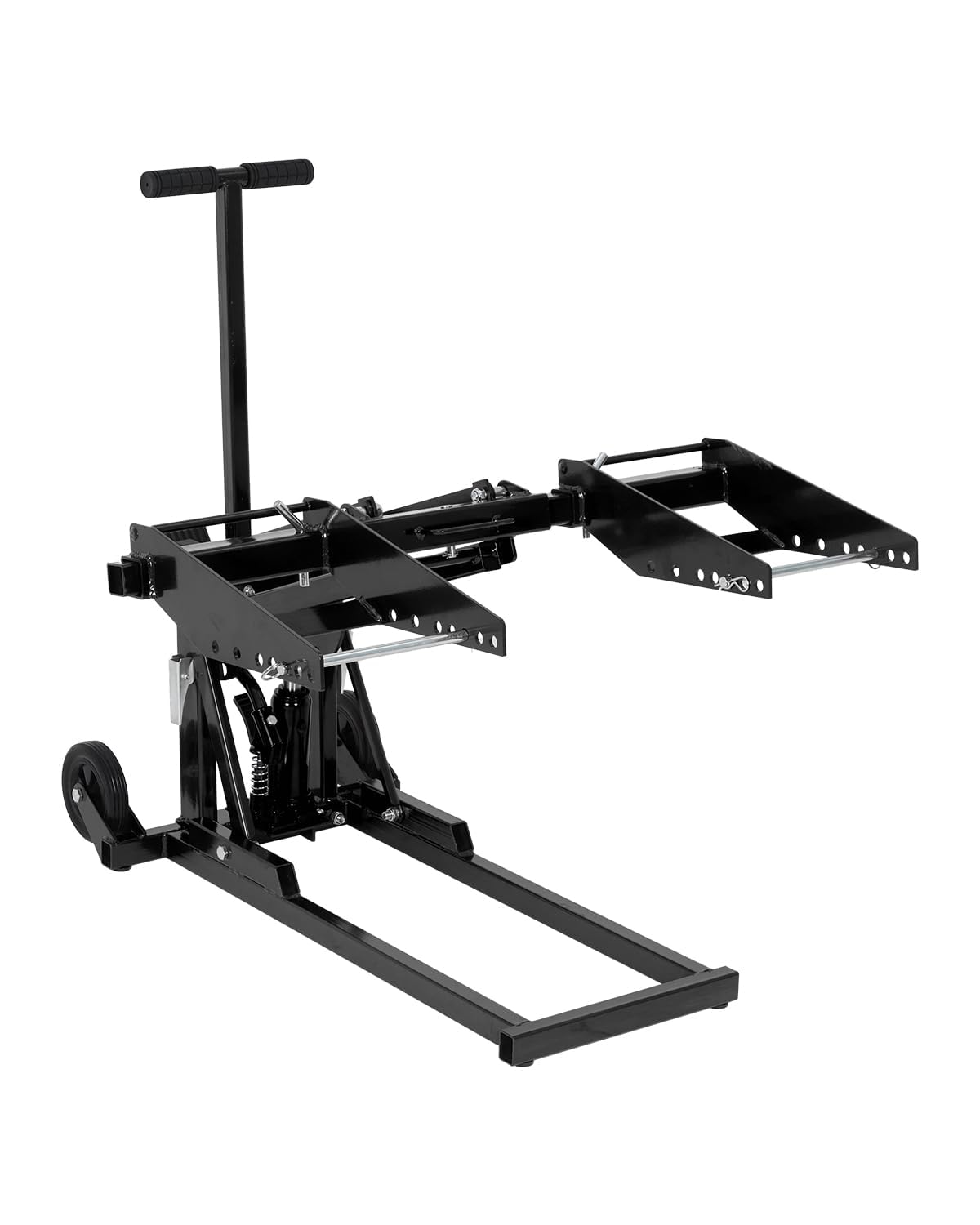 Garvee Lawn Mower Lift Jack 550 Lbs Capacity, Heavy Duty Mower Jack with Pair of 1M Straps for Zero Turn and Riding Lawn Mowers, Garden Tractors Maintenance and Repair, Black