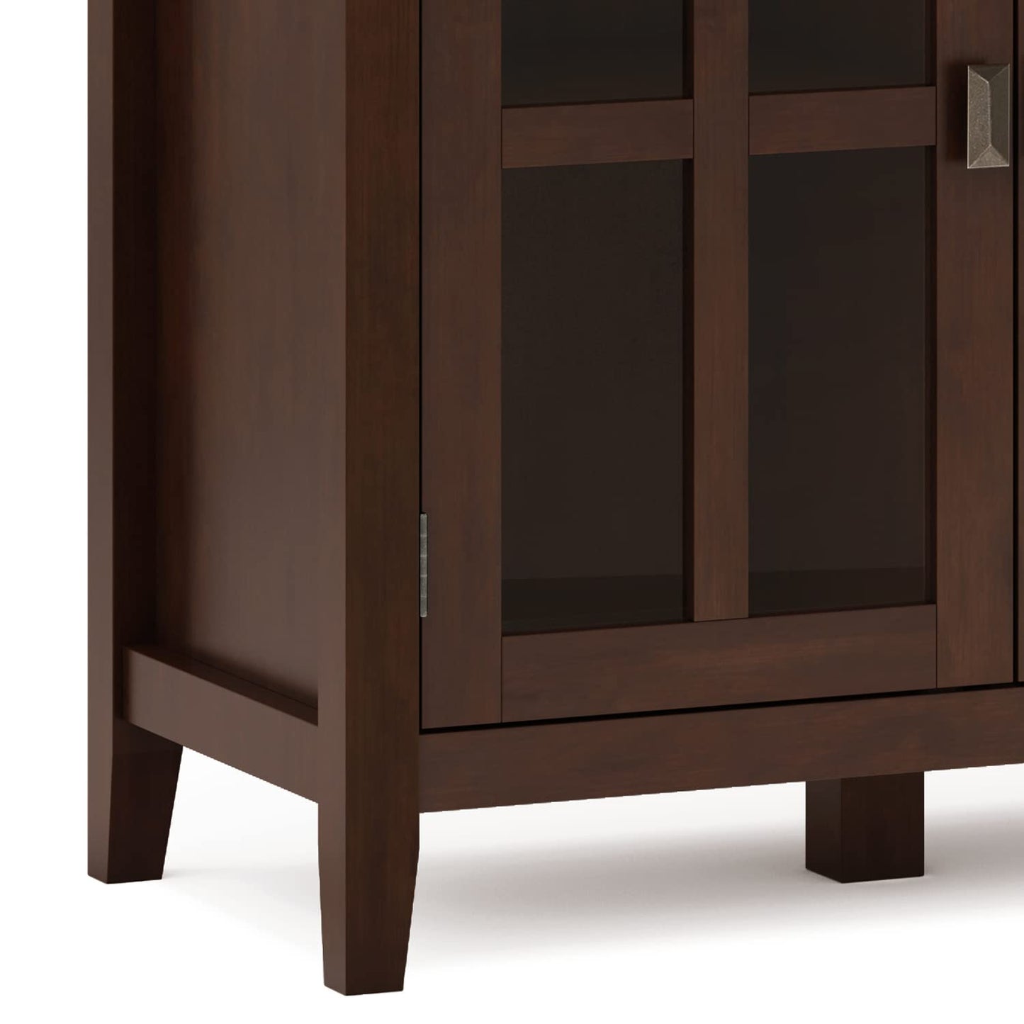 SIMPLIHOME Artisan Storage Cabinet - 66 inch Wide Solid Wood 4-Door Sideboard Cabinet in Russet Brown, Contemporary Buffet for Living Room or Dining Room with Glass Doors and Adjustable Shelves
