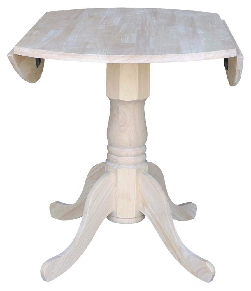 International Concepts 36-Inch Dual Drop Leaf Table, Solid Parawood, Unfinished
