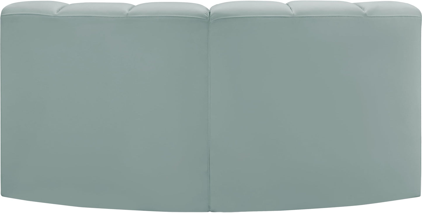 Meridian Furniture 101Mint-S2B Arc Collection Modern | Contemporary Modular Sofa with Soft Mint Green Vegan Leather, Deep Channel Tufting, Modular, 60" W x 33" D x 30" H, Mint