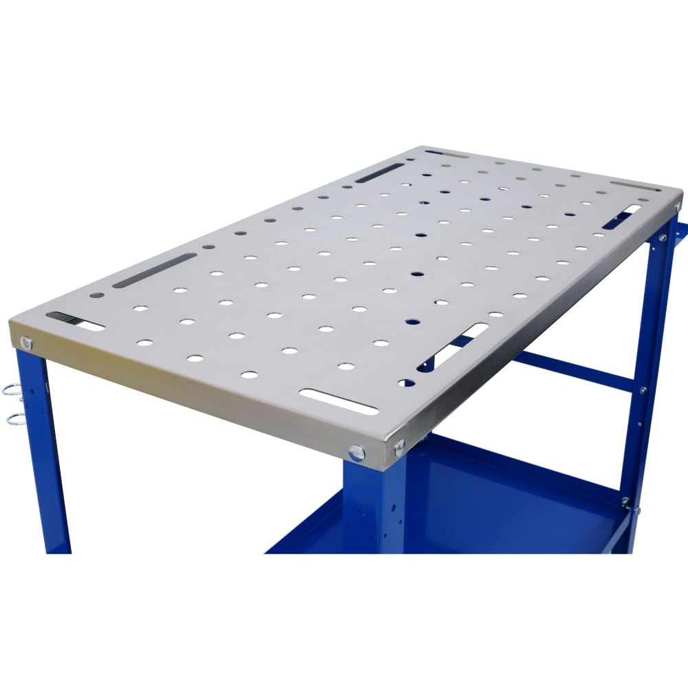 36x18 Welding Table 1200lbs Capacity Steel Workbench on Wheels Lockable Casters Tool Tray