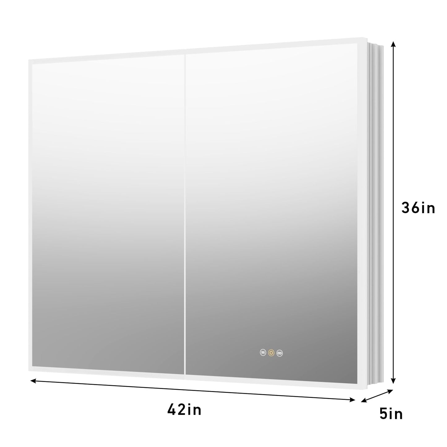 tunuo Recessed Medicine Cabinets for Bathroom with Mirror, Only Recessed Medicine Cabinet with Defogger, Dimmer, Outlets & USB, Three Doors, 42"x 36"