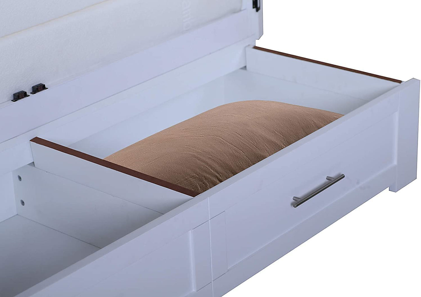 Mega Solutions Emurphybed Daily Delight Murphy Cabinet Chest Bed with Charging Station 6 Inch, (Queen, White)