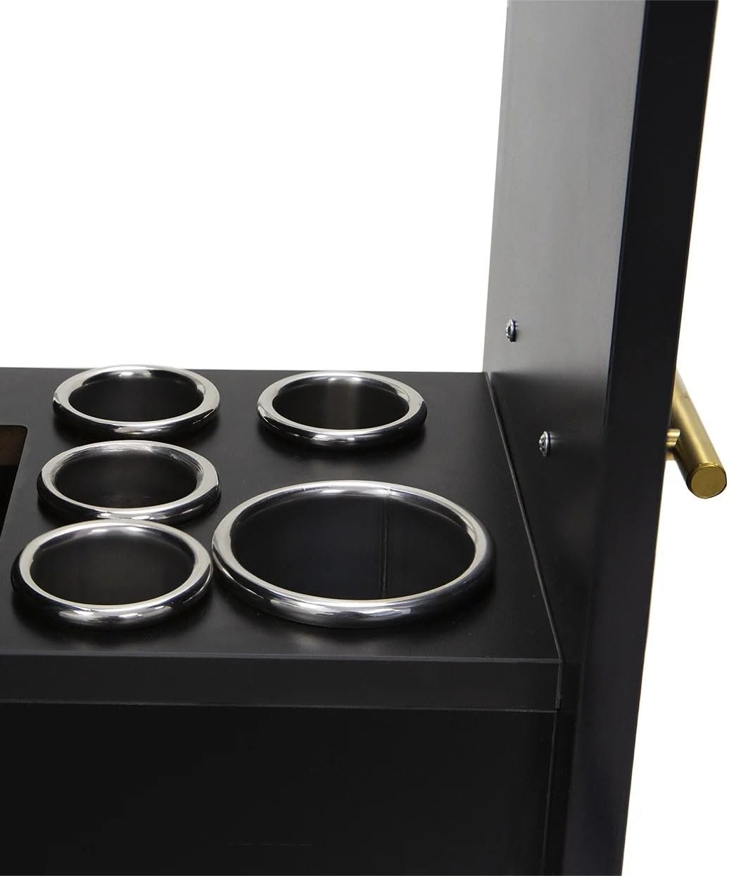 Buy-Rite Modena Double-Sided Styling Station for Professional Salons & Barbershops, Gloss Black, 2 Full-Length Mirrors, Storage Cabinets, Drawers, Slide-Out Tool Drawer, NIN-MD-01
