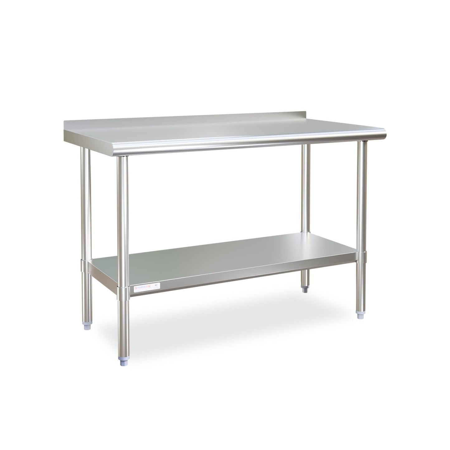 STABLEINK NSF Stainless Steel Table 48x24 Inches 4ft, Metal Prep & Work Table with Backsplash and Adjustable Undershelf, for Commercial Kitchen, Restaurant, Hotel, Laundry and Garage