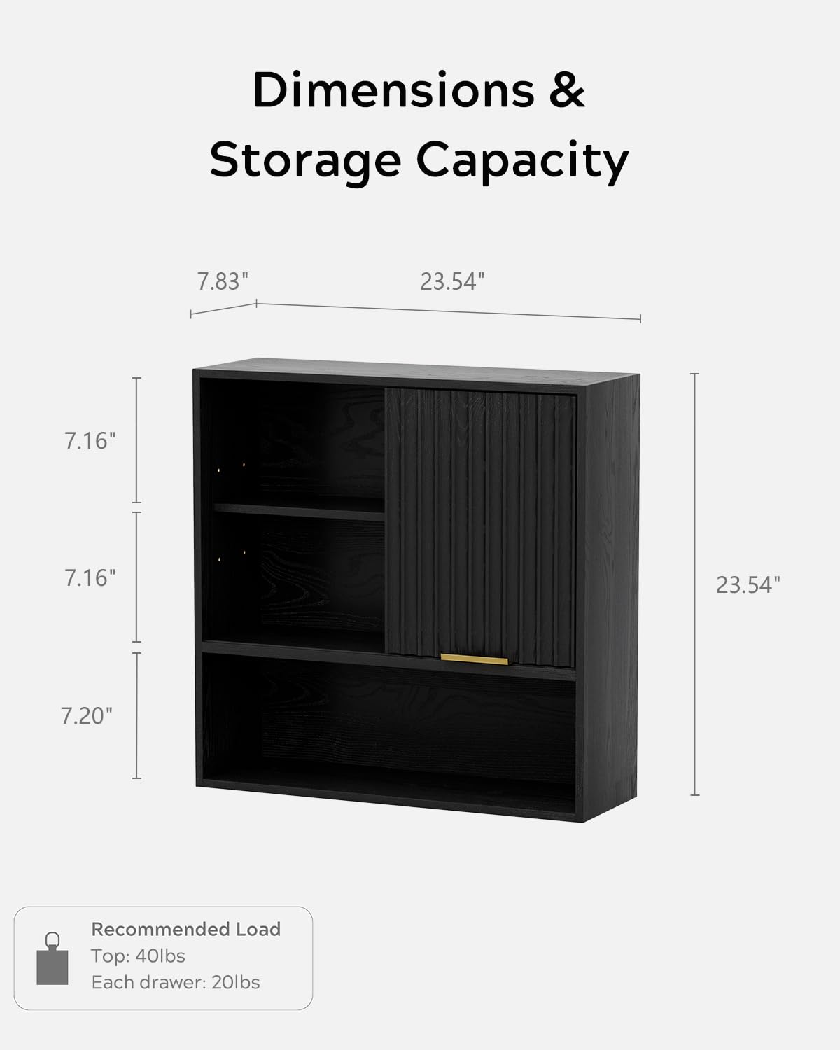 EYYTHUNG 2PCS Fluted Wall Cabinet Bathroom, Modern Medicine Cabinet with Sliding Door Adjustable Shelf Wood Storage Cabinet Wall Mounted for Kitchen Dining Room Living Room, Black