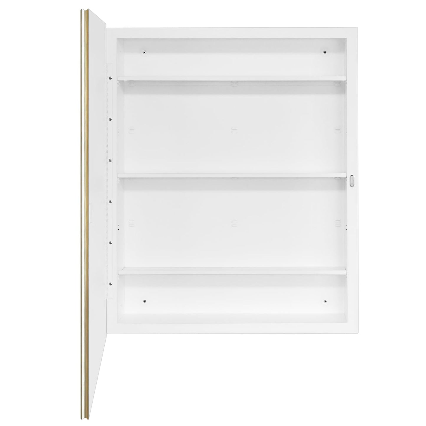 Fundin 24 x 30 White Metal Bathroom Wall Medicine Cabinet with Gold Beveled Frame Mirror, Recessed or Surface Mount,Mirror Cabinet with Adjustable Shelves