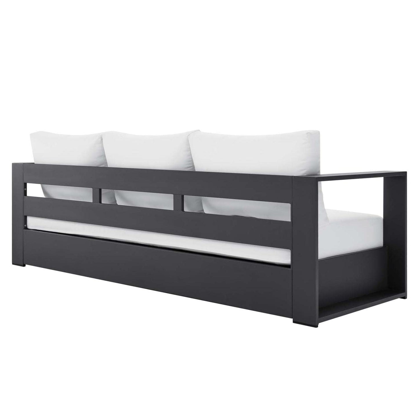 Modway Tahoe Aluminum Outdoor Patio Sofa in Gray White