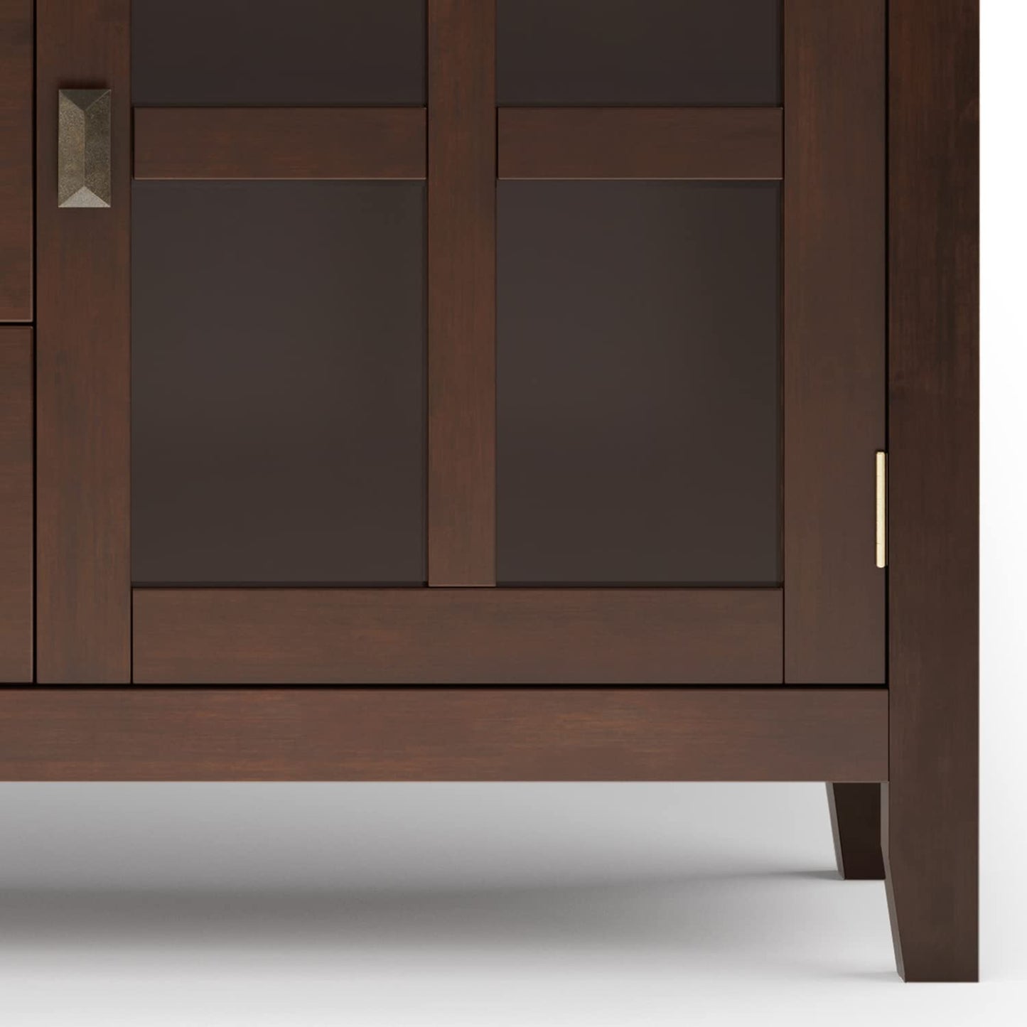 SIMPLIHOME Artisan Buffet - 60 inch Wide Solid Wood 3-Door Sideboard Buffet in Russet Brown, Contemporary Storage Cabinet for Dining Room or Kitchen with Adjustable Shelves and Bronze Hardware