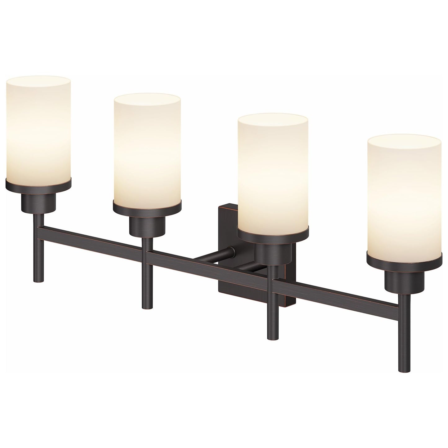 AONEON 4-Light Bathroom Vanity Light Fixtures, Oil-Rubbed Bronze, White Frosted Glass Shade, Model T001ORB-L4