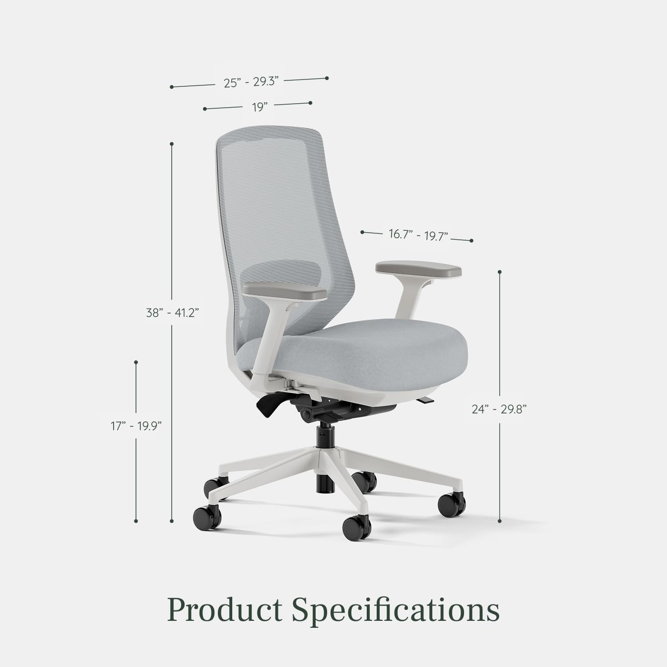 Branch Ergonomic Chair Pro - Mesh Office Chair with 14 Points of Adjustment - Height, Depth & Tilt Adjustable - 5D Armrests - Forward Tilt, Smooth Recline, and Lumbar Support - Mineral