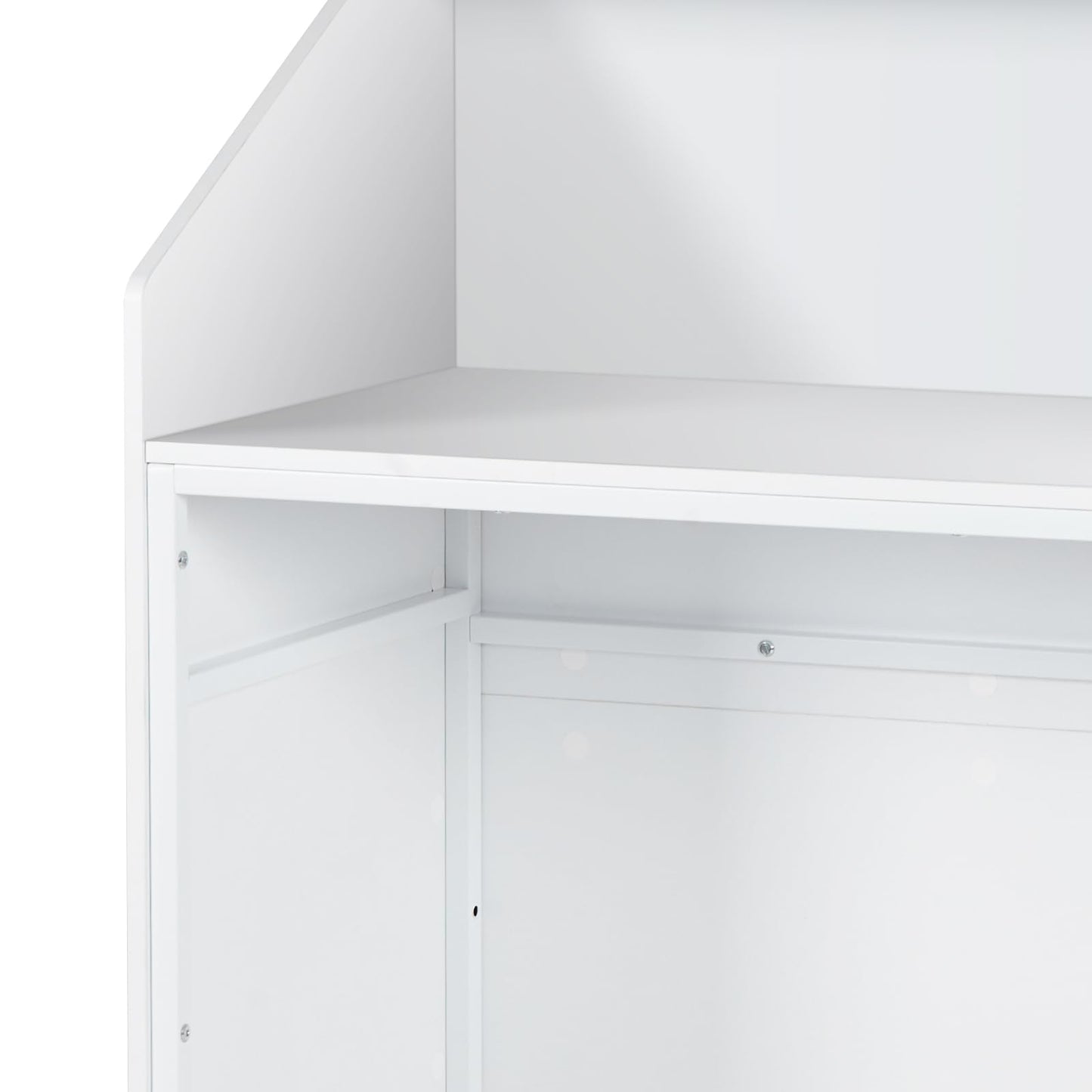 Reception Desk, 46 Inch Rectangular Front Counter Table, Office Reception Desk, Retail Counter and Front Reception Counter, for Checkout, Lobby, Beauty Salon and Office, White Sturdy & Reliable Cons