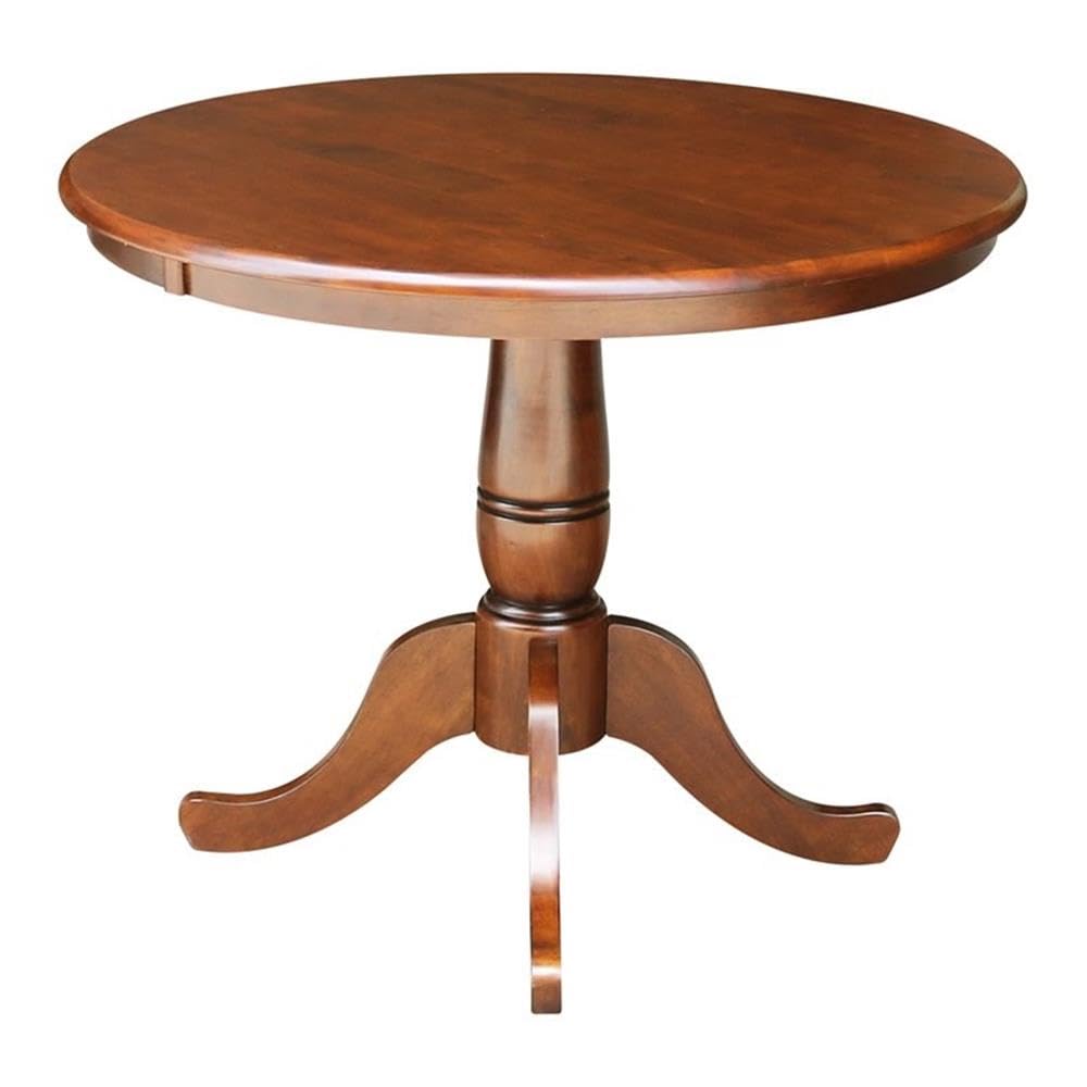 International Concepts 36" Solid Wood Round Top Dining Table in Espresso