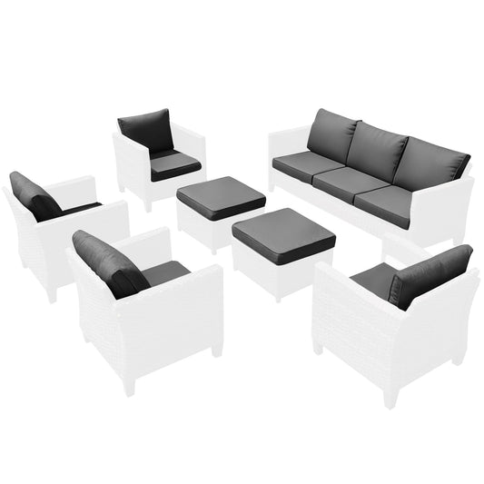(Only Cushions)16 Piece Patio Cushion Set for 10 Pieces Wicker Rattan Conversation Sofa Set with Swivel Rocking Chair and Ottomans,6" Thick Cushion for 7 Person Patio Conversation Sets (24*24in)