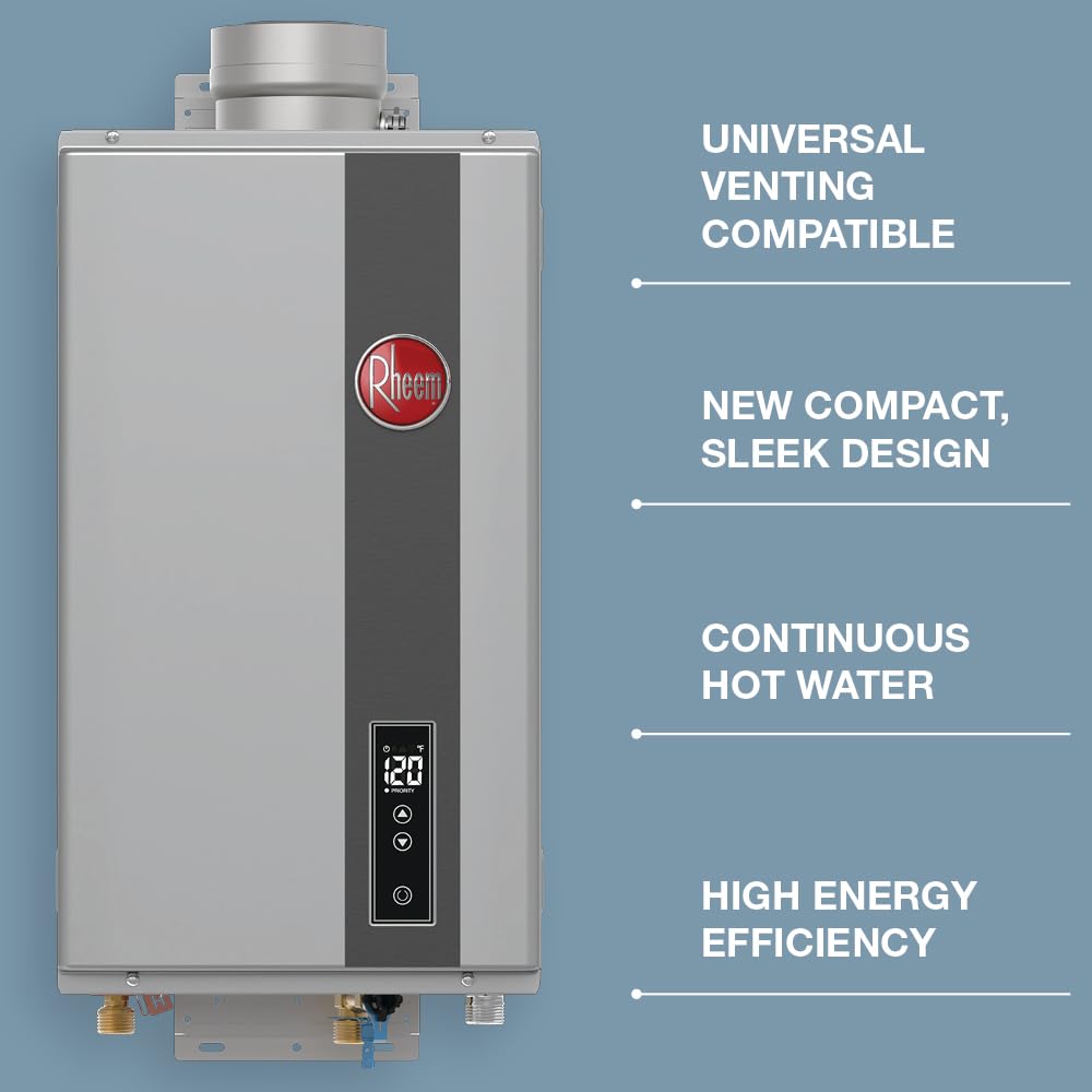 Rheem RTG-70DVLP-3 High Efficiency Non-Condensing Indoor Tankless Liquid Propane Water Heater 7.0 GPM, 160,000 BTUs
