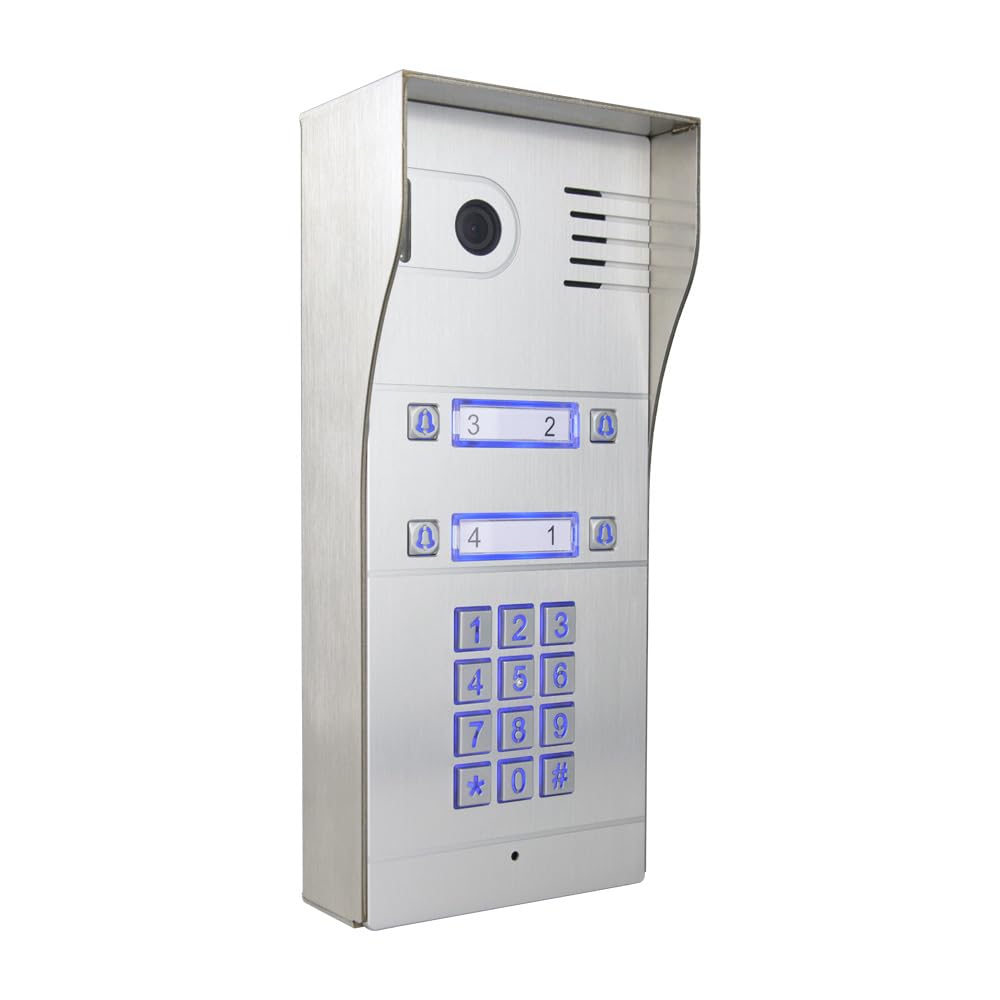 GBF Smart Full IP Video Door Station/Smart Video Intercom System for 4 Unit Apartment (GBF-PL963PM4U-POE)- 1080P Camera, Built in POE, Control Two Locks remotely, Smart Keypad