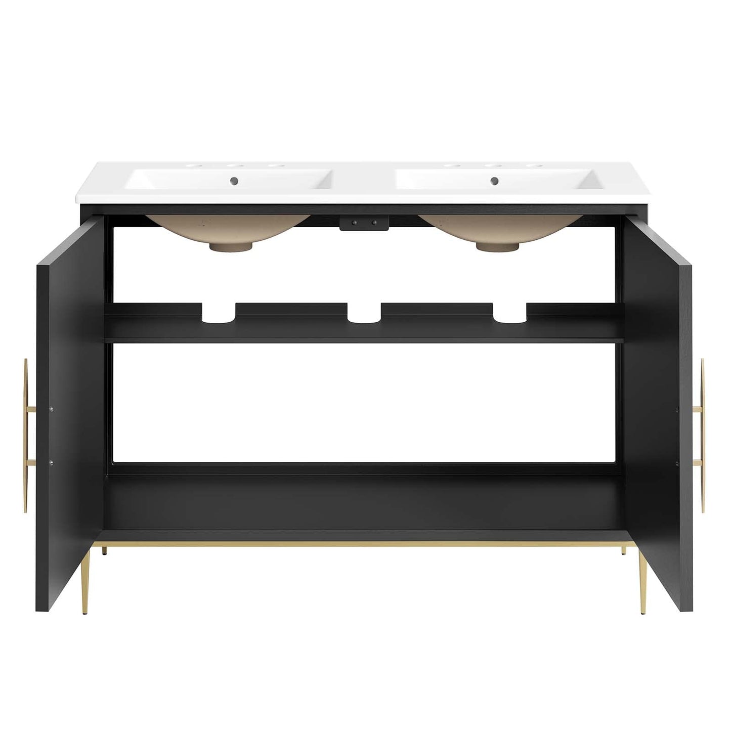 Modway Awaken Bathroom Vanity Cabinet, 48", White Black