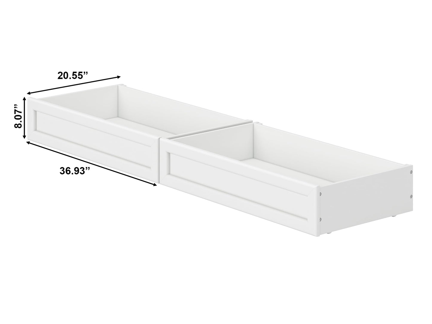 AFI, Mid-Century Modern Under Bed Storage Drawers, Twin/Full, White