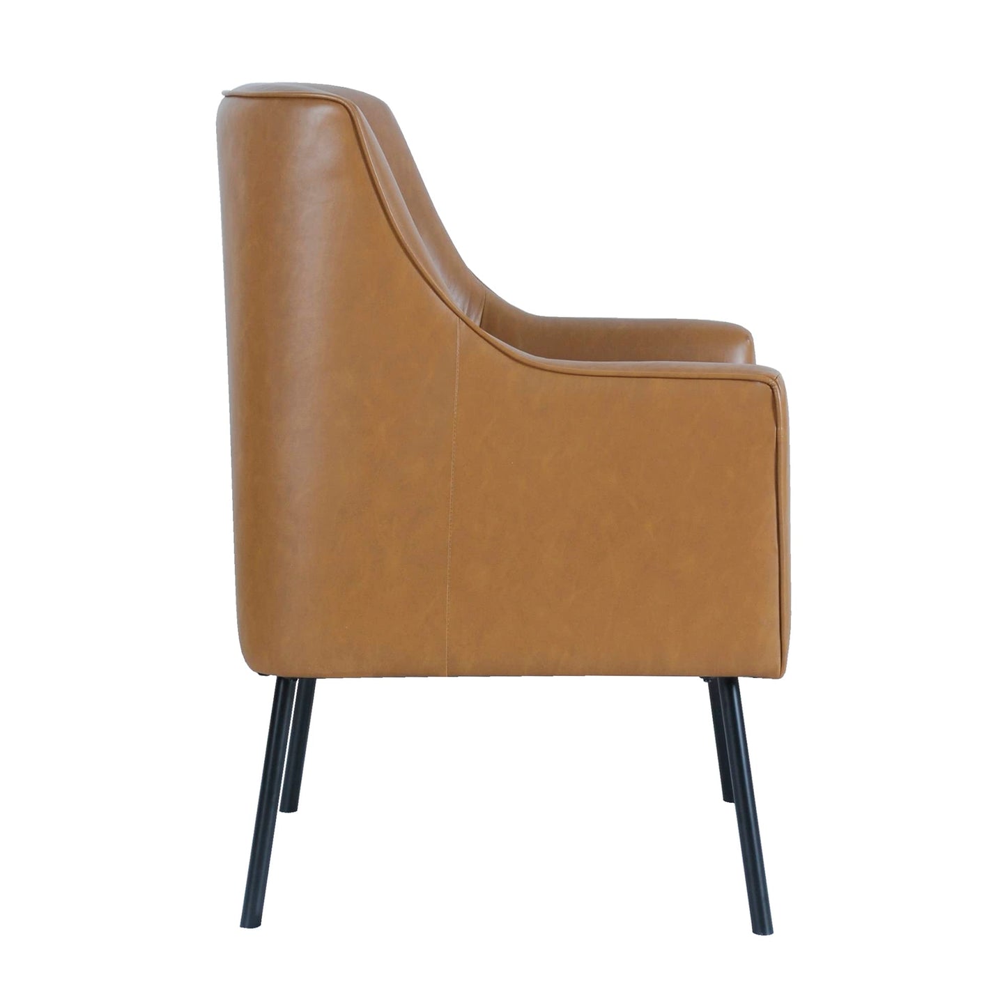 HomePop Modern Accent Chair, Homepop Home Décor, Accent Chairs for Living Room & Bedroom, Fabric Reading Living Room Side Chair, Single Sofa with Lounge Seat and Metal Legs- Carmel Faux Leather