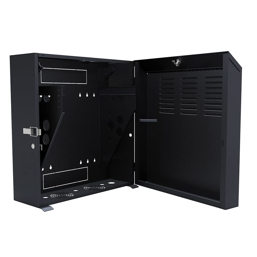NavePoint 6U Vertical Server Rack Enclosure, Low Profile, 19.6" Deep, Max Weight Capacity 132lbs - 6U Network Cabinet Vertical Wall Mount, Perforated, Black