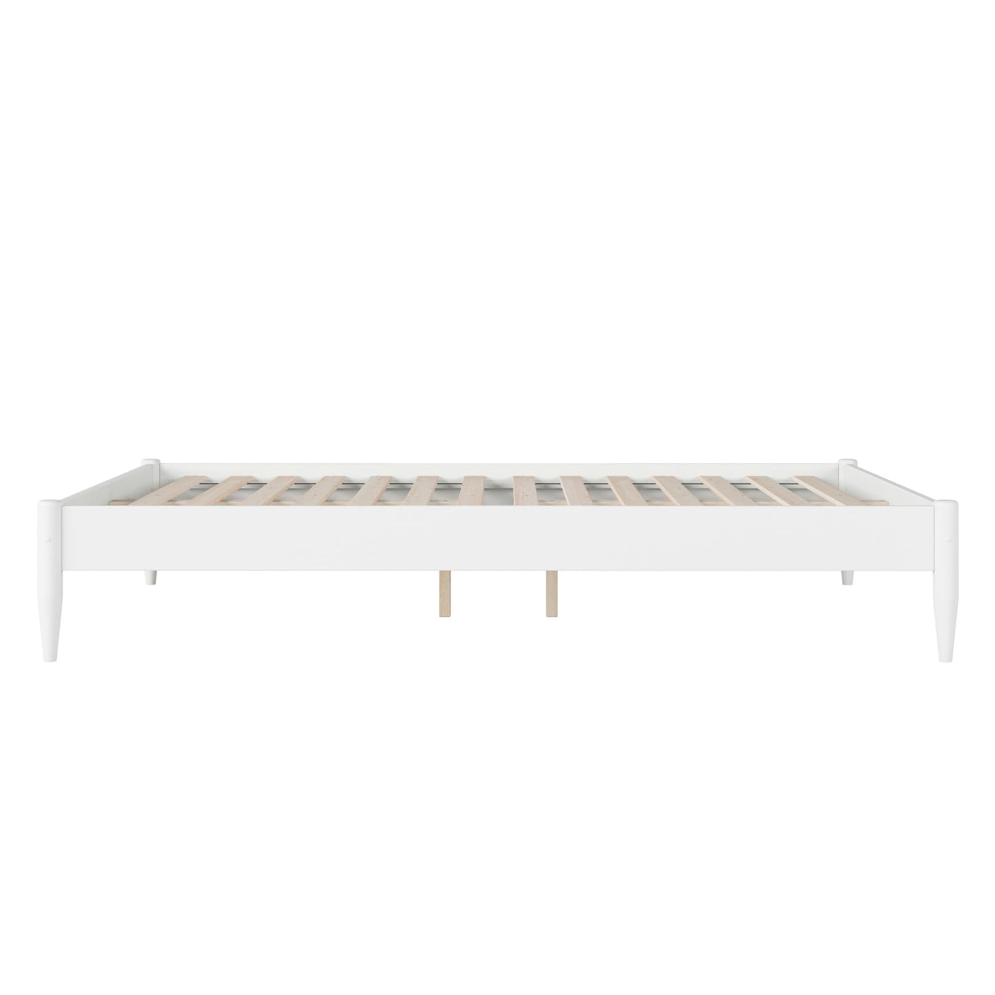 AFI, Pasadena 14" Queen Wood Mid Century Modern Low Profile Platform Bed, White