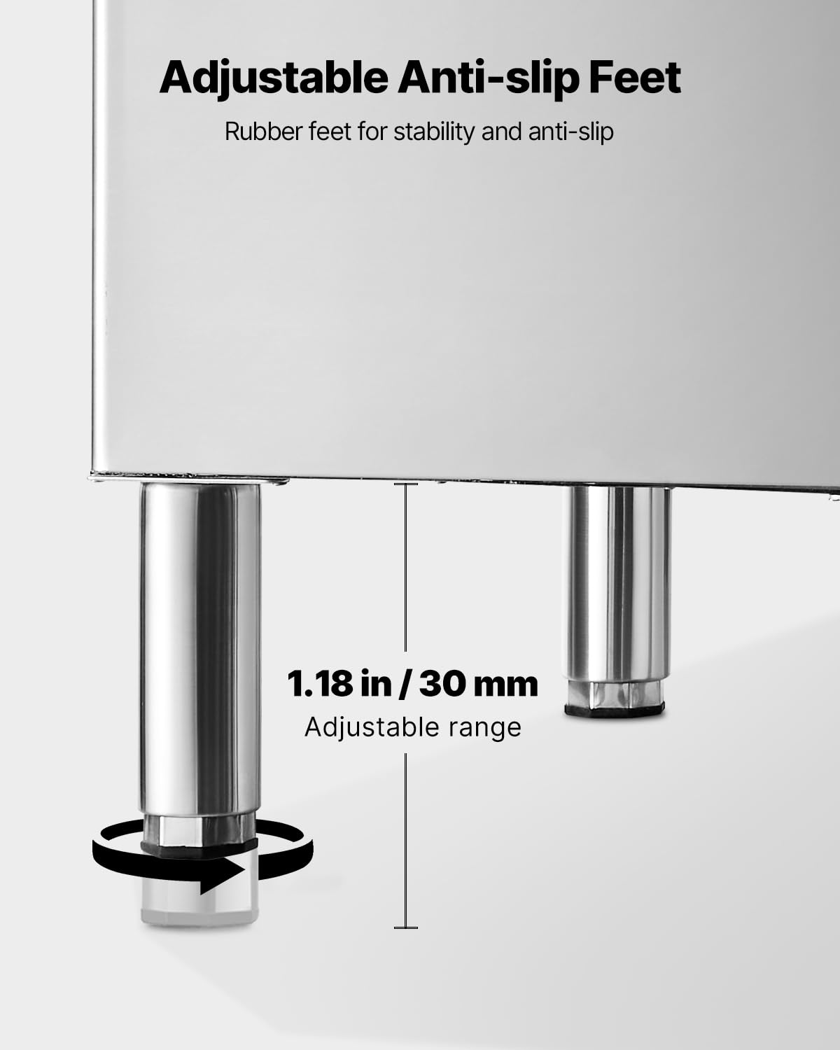 VEVOR Commercial Ice Maker Storage Bin, 300 LBS Capacity Ice-Bin, Stainless Steel Commercial Ice Storage Bin with Adjustable Anti-Slip Rubber Feet, Suitable for Restaurant Hotel and Beverage Shops