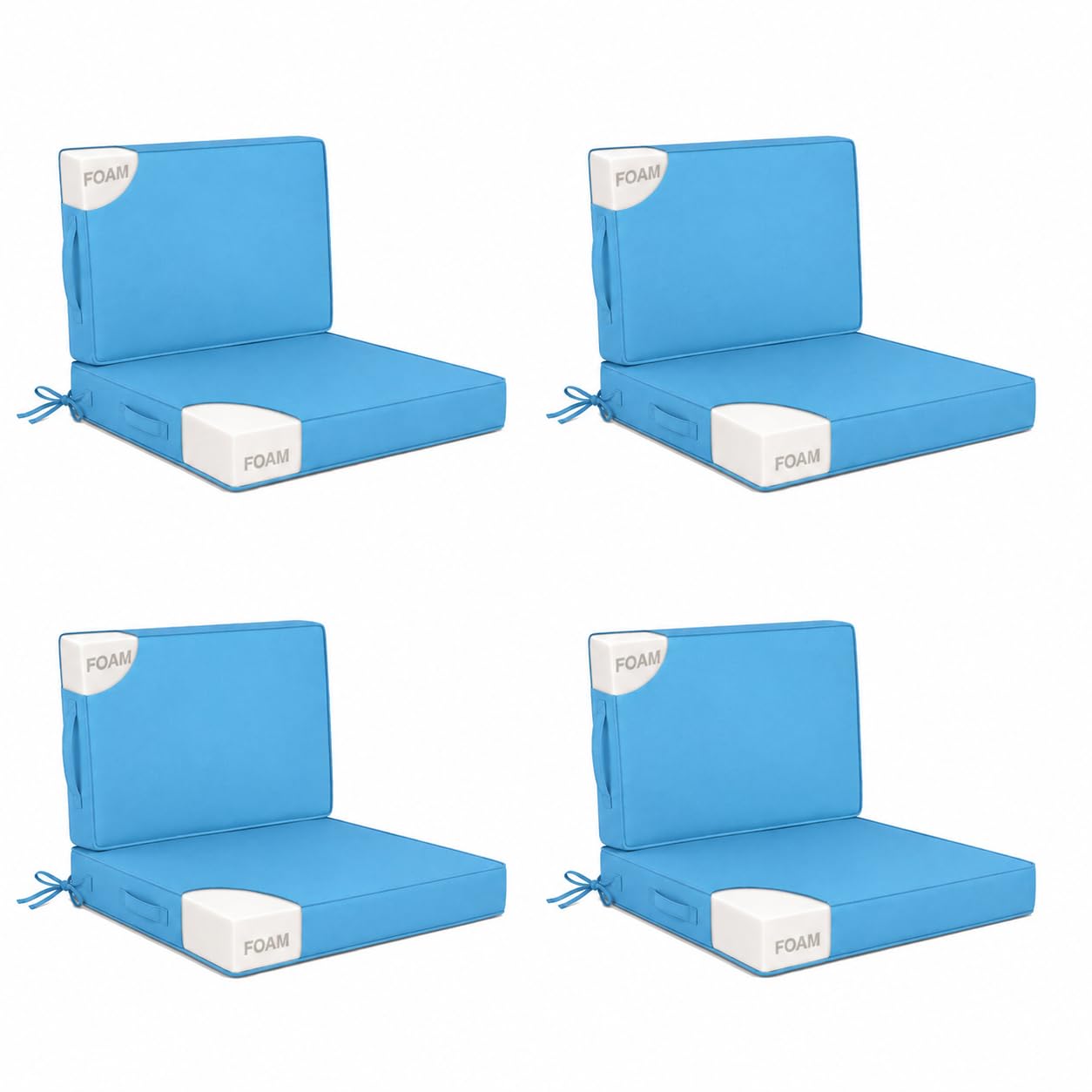 Jesovoso 27x27 in Outdoor Foam Deep Seat Cushion Set of 4, Water-Resistant & Fade-Resistant Outdoor Chair Cushions, Replacement for Patio Furniture Deep Seat Sofa & Couch,Lake Blue
