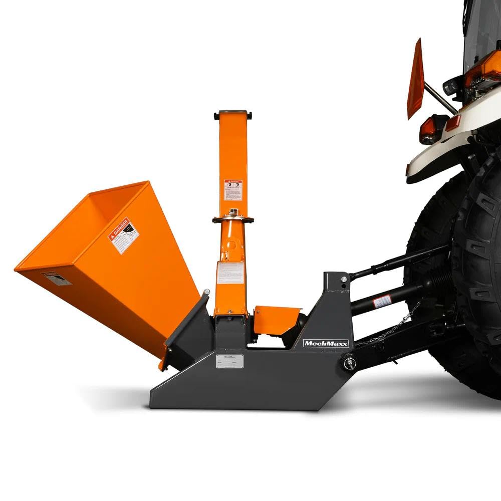 MechMaxx 4'' Inch PTO Powered 3 Point Wood Chipper Shredder Mulcher Attachment for Tractors Up to 45HP, (PTO Shaft Included), Model BX42S