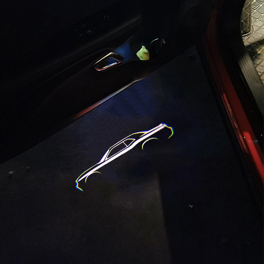BuJinZeTui 2PCS Door Lights Logo for Challenger 2015-Present, LED Ghost Shadow Projection Light, Color 03, Plastic
