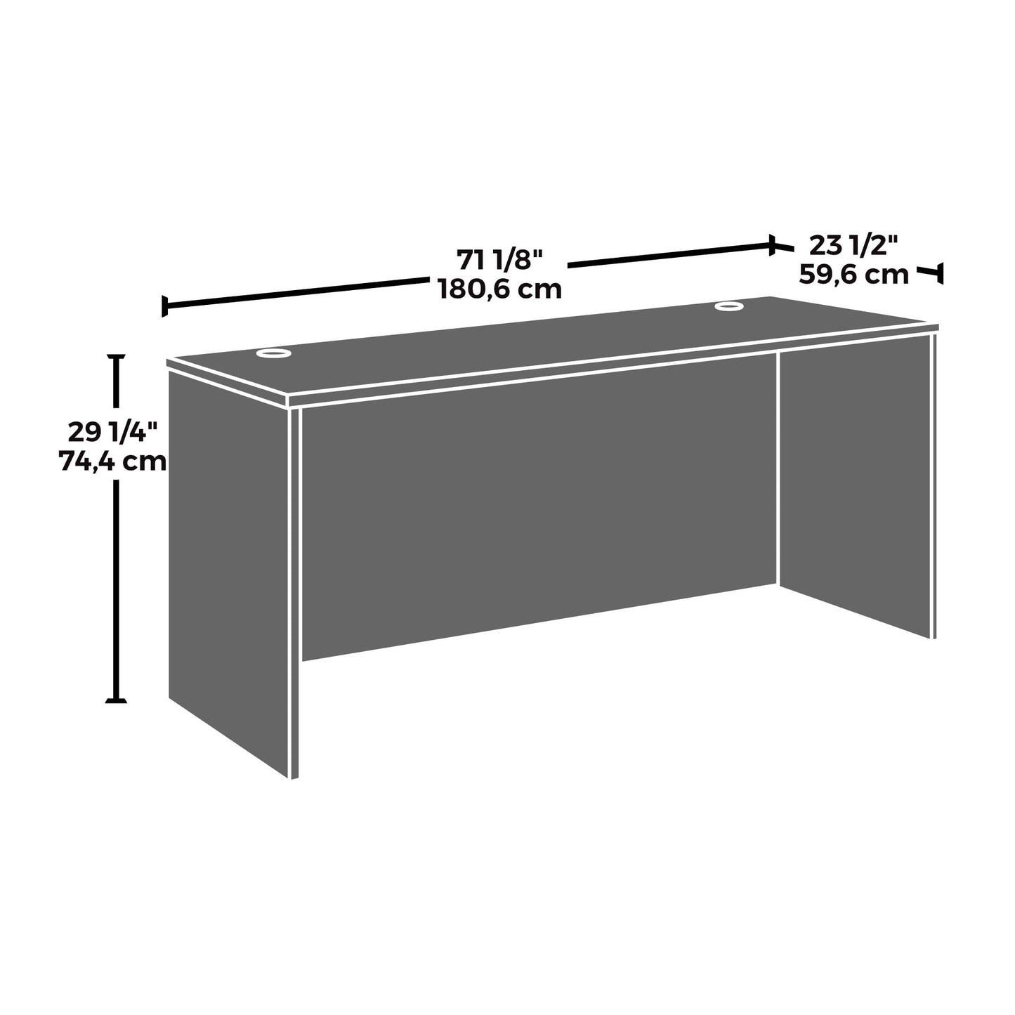 Sauder Office Works Affirm 72 X 24 Shell 2 Drawer Pedestal Ste Hudson Elm Finish