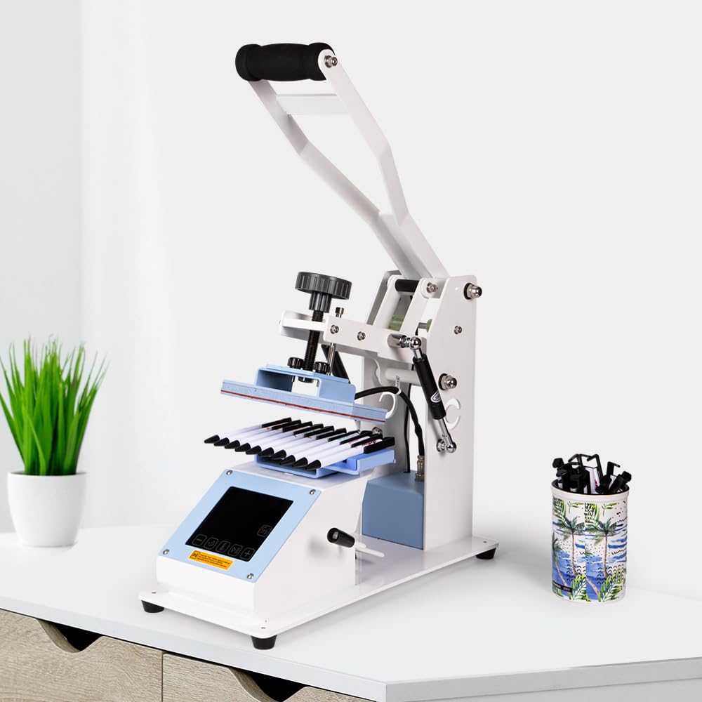 PYD Life 3 in 1 Mini Combo Heat Press Machine for Label Tag 5.8 x 5.8 Inch Light Blue 110 V Cap Hat Sublimation Pens Heat Press Machine
