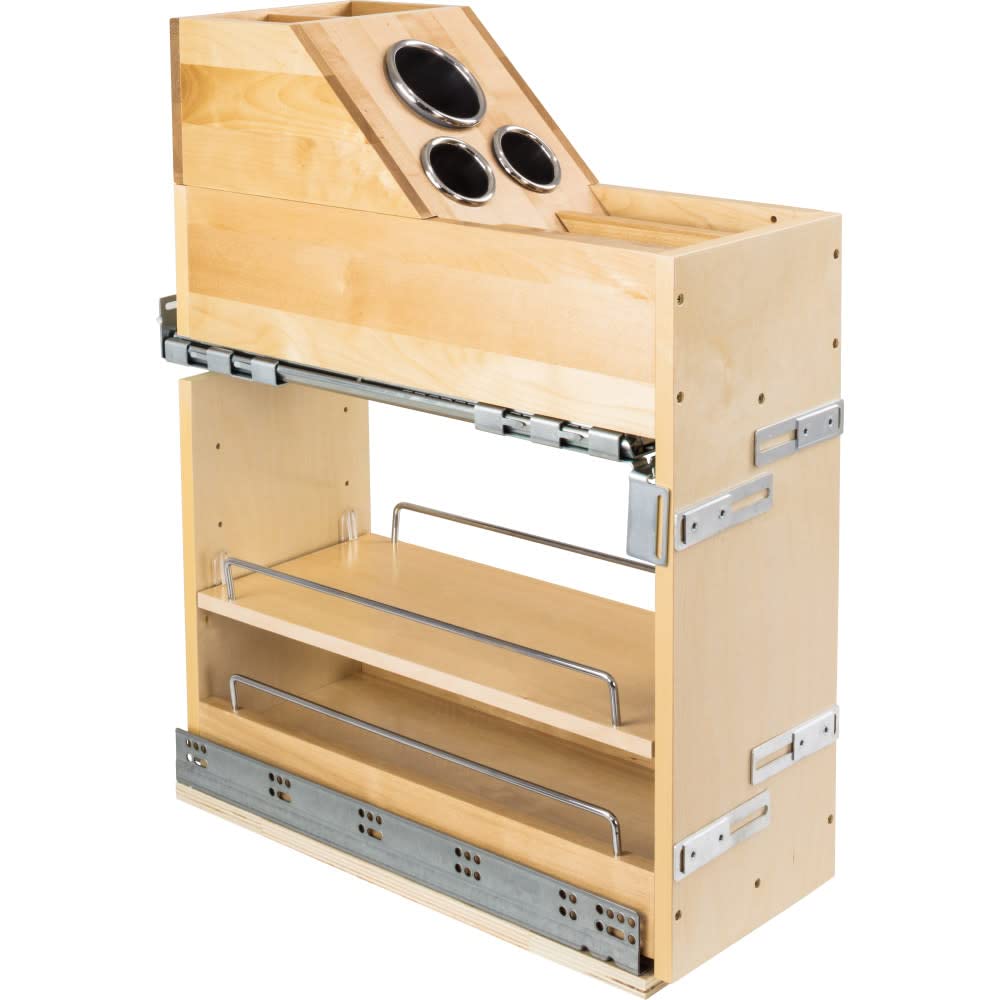 Hardware Resources VBPO-G01 8" Vanity Cabinet Organizer Insert with 5 Compartments for Grooming, Curling Iron, Hair Dryer - for 8" Wide Organizer - Natural White Birch