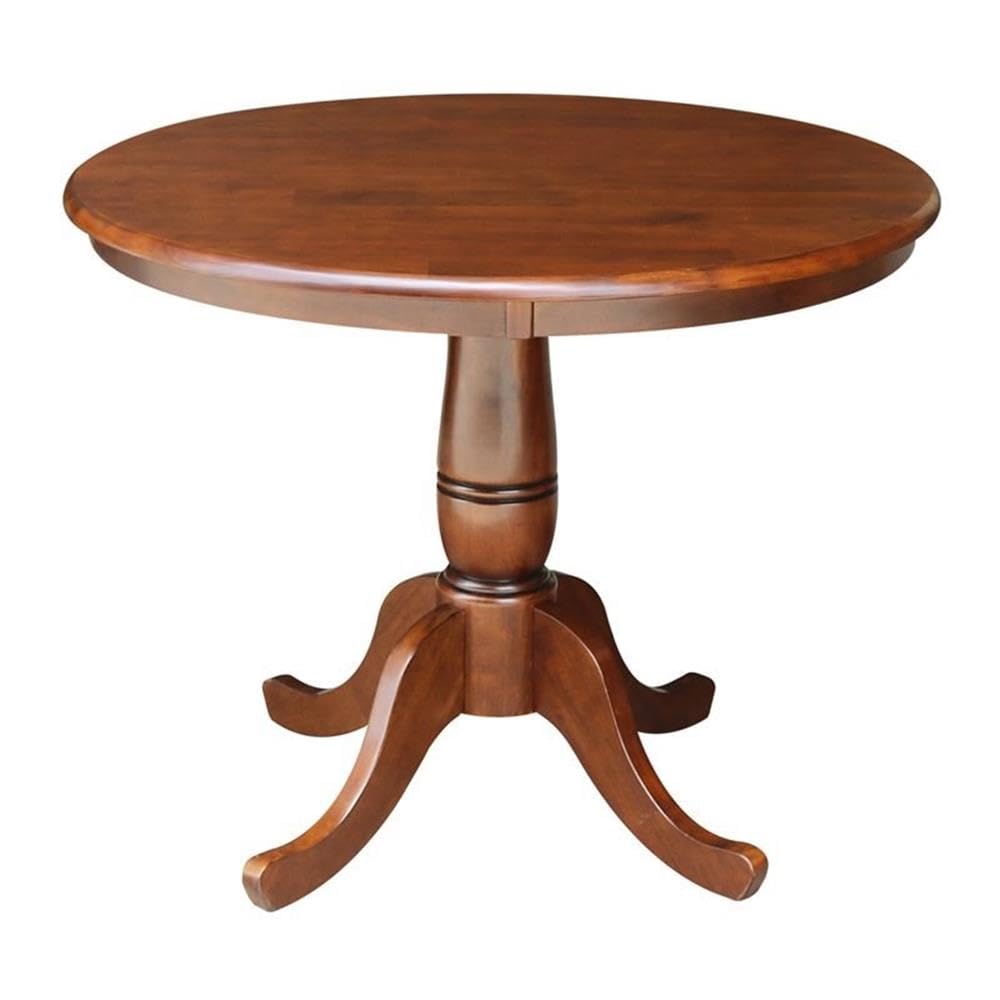 International Concepts 36" Solid Wood Round Top Dining Table in Espresso