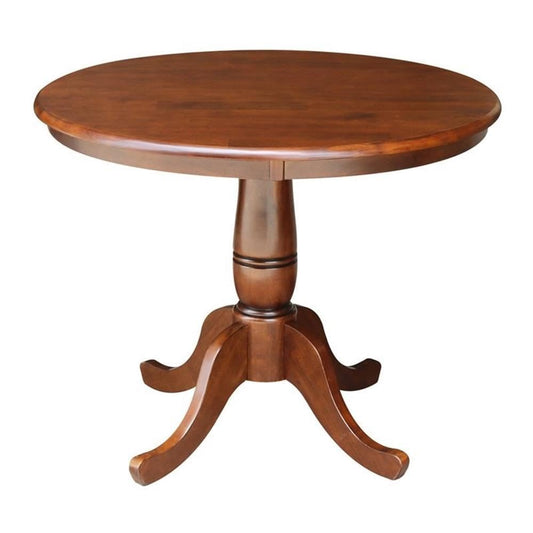 International Concepts 36" Solid Wood Round Top Dining Table in Espresso