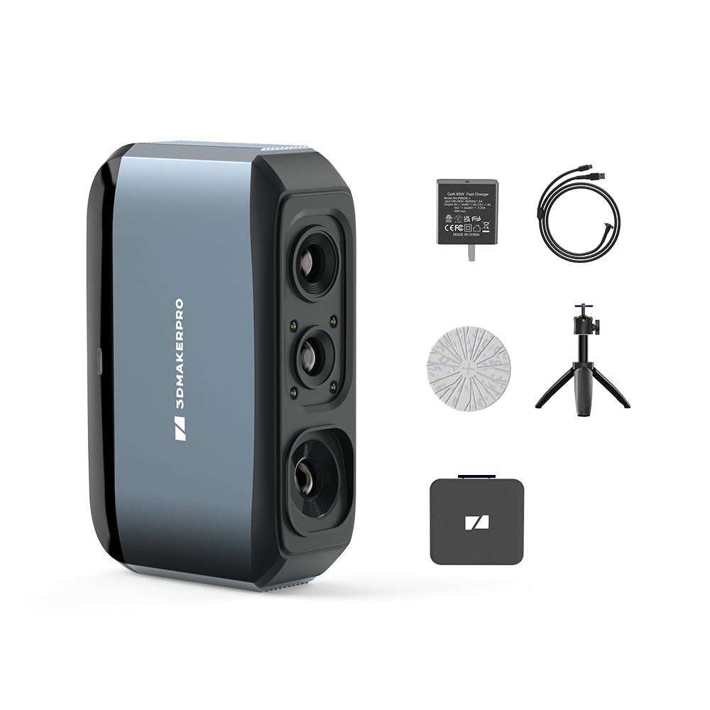3DMakerpro 3D Scanner Moose, Medium-Format 3D Scanners for Printing, Blue Led Light Source, Up to 0.03mm Accuracy, 24-Bit Full-Color Scanning
