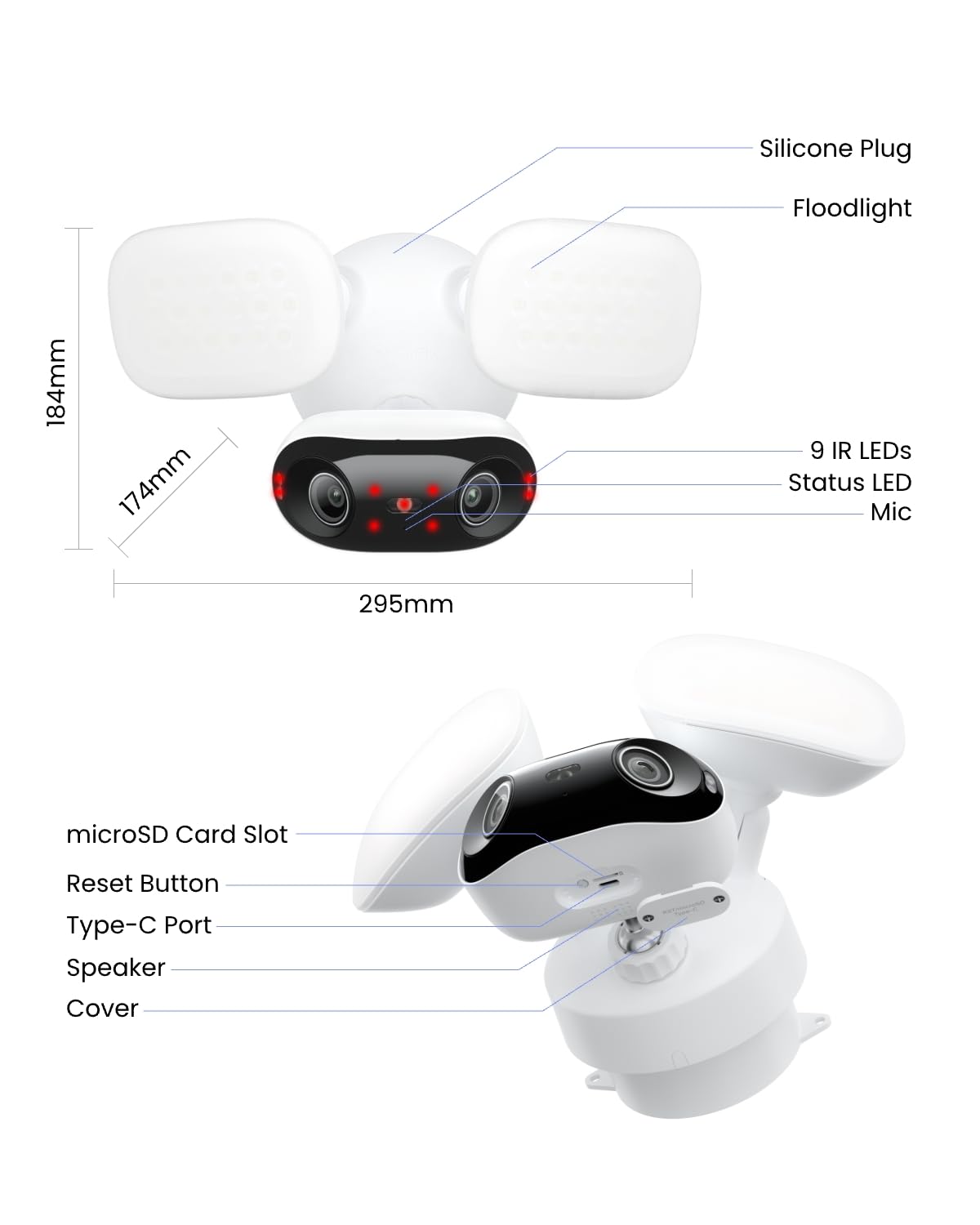 REOLINK Elite Floodlight WiFi, 4K 8MP 180° Panoramic Wired Floodlight Camera, Adjustable 3000 Lumens, Local AI Video Search, Dual-Band Wi-Fi 6, 24/7 Recording, No Monthly Fees, 100~240V AC Hardwired