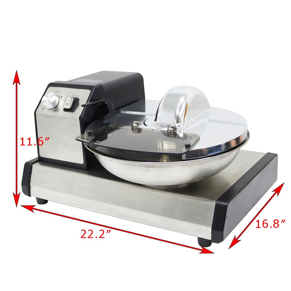 PreAsion 5.5 L Multifunction Meat Bowl Cutter 110V Mixer Commercial Electric Multi Function Chopper Food Shredder Processor Meat Bowl Cutter