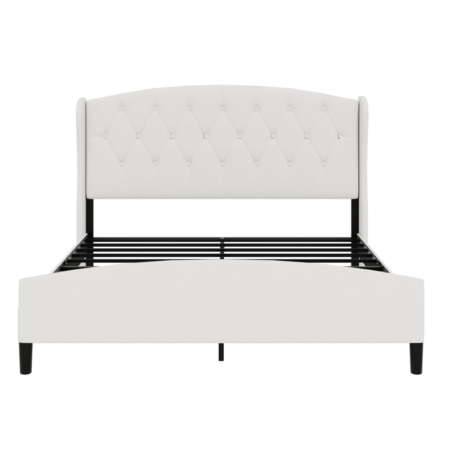 SAMTRA King Bed Frame with Extra Tall 51" Wingback Headboard, Soft Velvet Upholstered Platform Bed Frame, Modern Cloud Bed, Noise-Free, Metal Slats Support, No Box Spring Needed