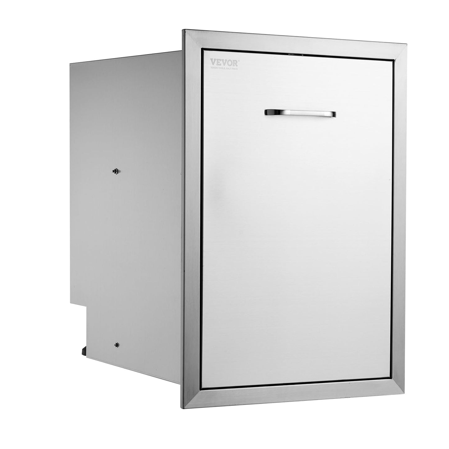 Vevor Pull Out Trash Drawer 17.7x22.8 Inch Raised Style Trash Bin with Pull-Out Tray Stainless Steel Trash Drawer with Handle for Outdoor Kitchen BBQ Island : Patio, Lawn & Garden