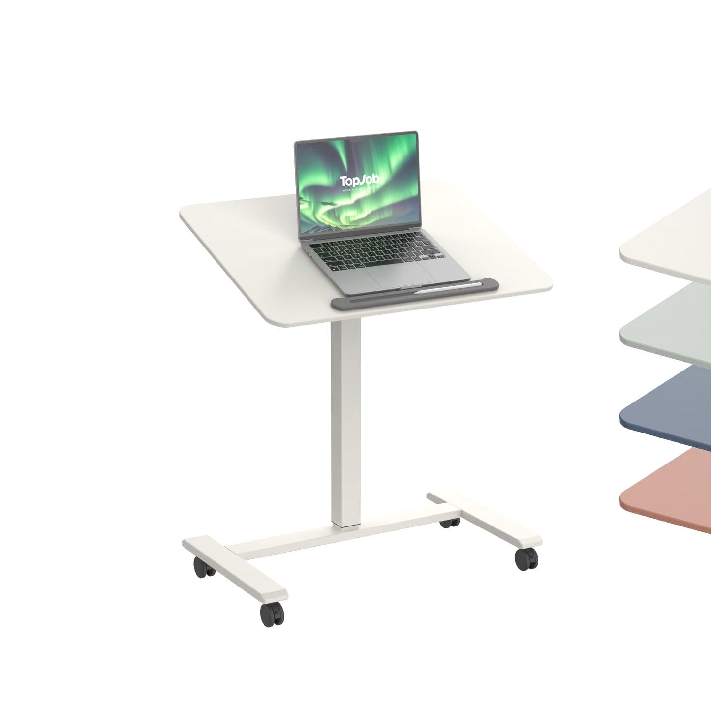 TopJob ANYDESK FOLD Mobile Standing Desk, Portable with Lockable Wheels, Foldable Stand Desk, Rolling Computer Workstations, Used for Home, Couch Side Table, Bedside Table in Bed Room Kitchen