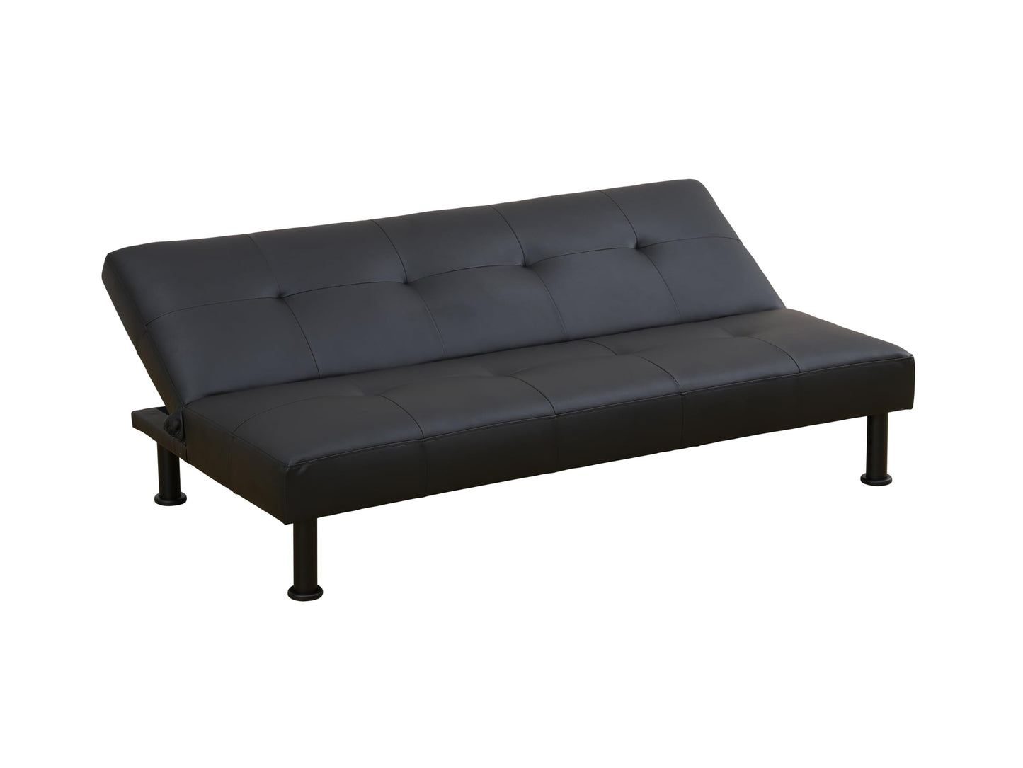 UOCFYK Faux Leather Living Room Sofa Bed, Sleeper Convertible 2 in 1 Folding Couch with Metal Legs for Apartments, Guest Rooms, and Compact Spaces,Black