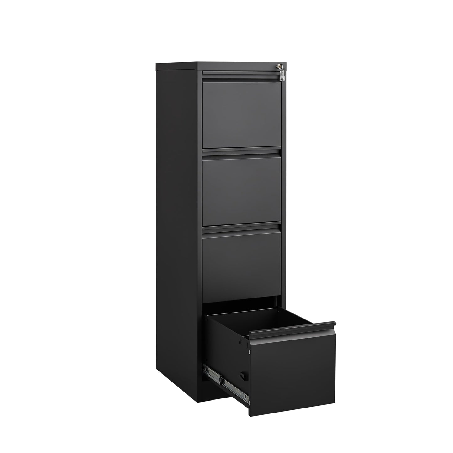 PeacefulHues 4 Drawer Metal Filing Cabinet with Lock, Heavy Duty Vertical File Cabinet for Home Office, Stores Letter, Legal, A4 & F4 Size Documents Black