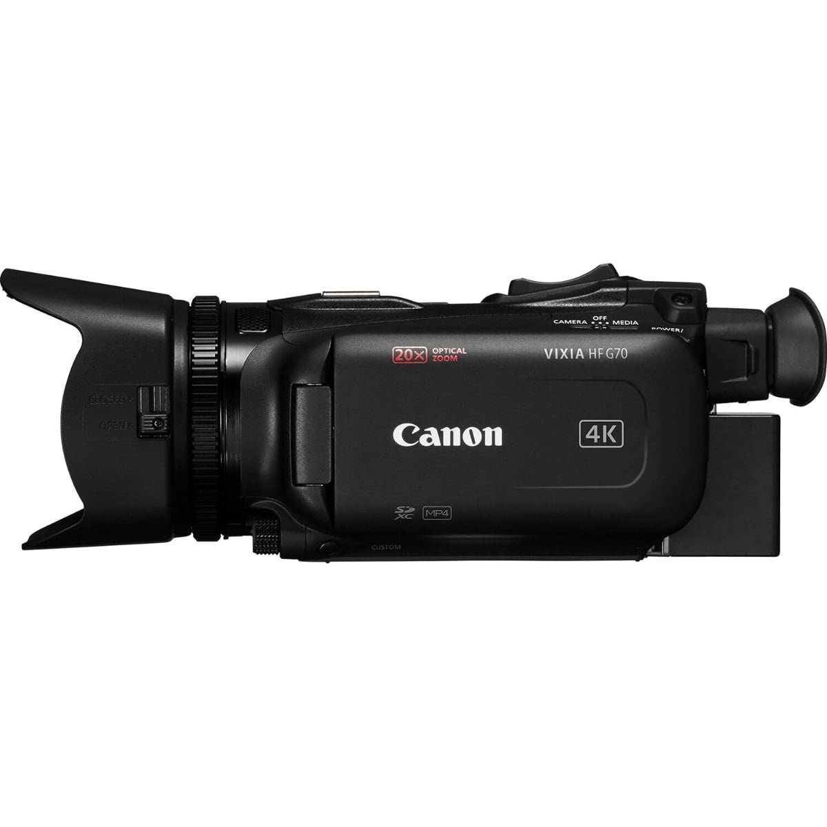 Canon VIXIA HF G70 Camcorder 1/2.3" 4K UHD CMOS Sensor 20x Optical Zoom, 800x Digital Zoom, Image Stabilization, HDMI, USB Live Streaming, Time Stamp On-Screen Display Recording