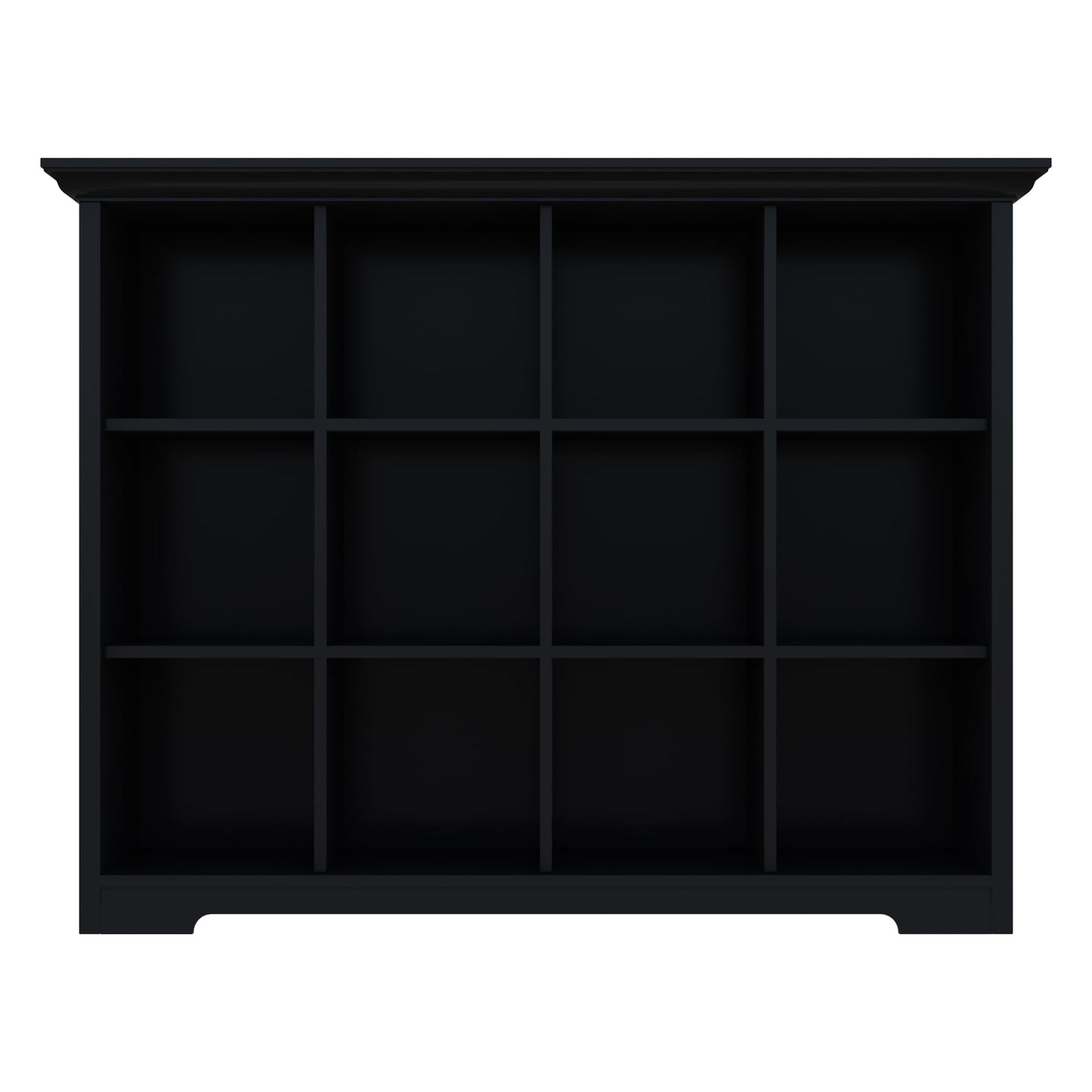 OSCHF Cube Storage Bookcase with Base - Wooden 3 Tiers Floor Standing Open Shelf Cabinet for Home and Office, 12-Cube Lattice Bookshelf, Black