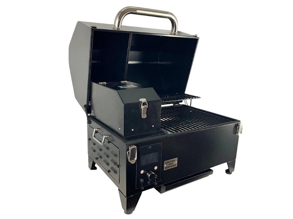Freedom Portable Pellet Grill & Smoker: Digital Display, Dual Meat Probes, 242 sq in Cooking Area, AC/DC Powered, Black