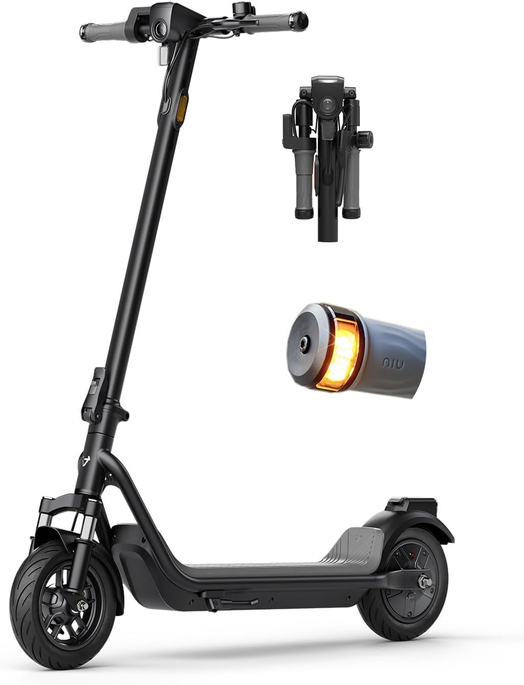 NIU K100F Electric Scooter for Adult - w/Suspension, Foldable Handlebar, Peak 600W, 18 Max Miles, Top 17.4 MPH, 9.5×2.3'' Tires, Folding Portable Lightweight E-Scooter for Daily Commute